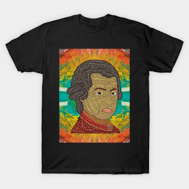 Mozart Portrait with Abstract Background T-Shirt by NightserFineArts